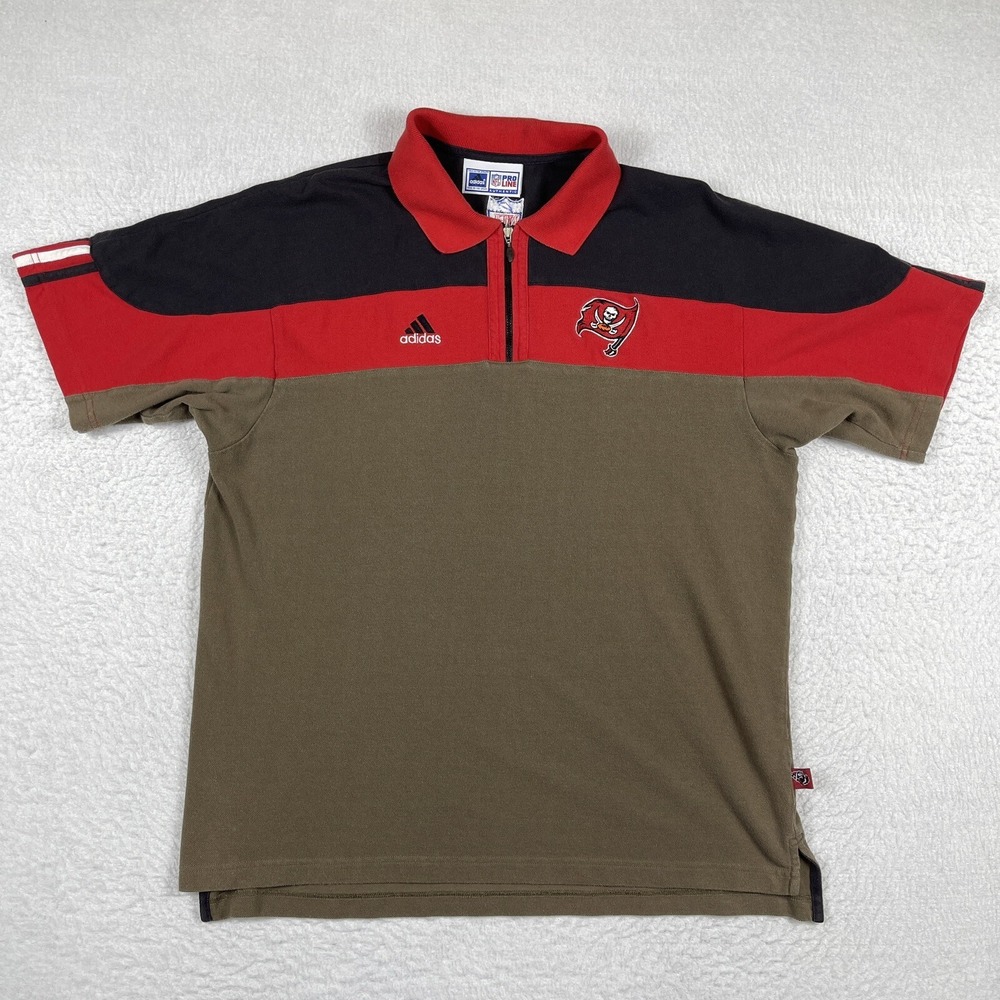 Tampa Bay Buccaneers Polo Shirt Mens Large Colorblock 1/4 Zip NFL Football Bucs